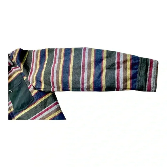 Men’s Pendleton Full Zip Botton Snap Striped Blanket Jacket Green/Brown Size M - Picture 7 of 15